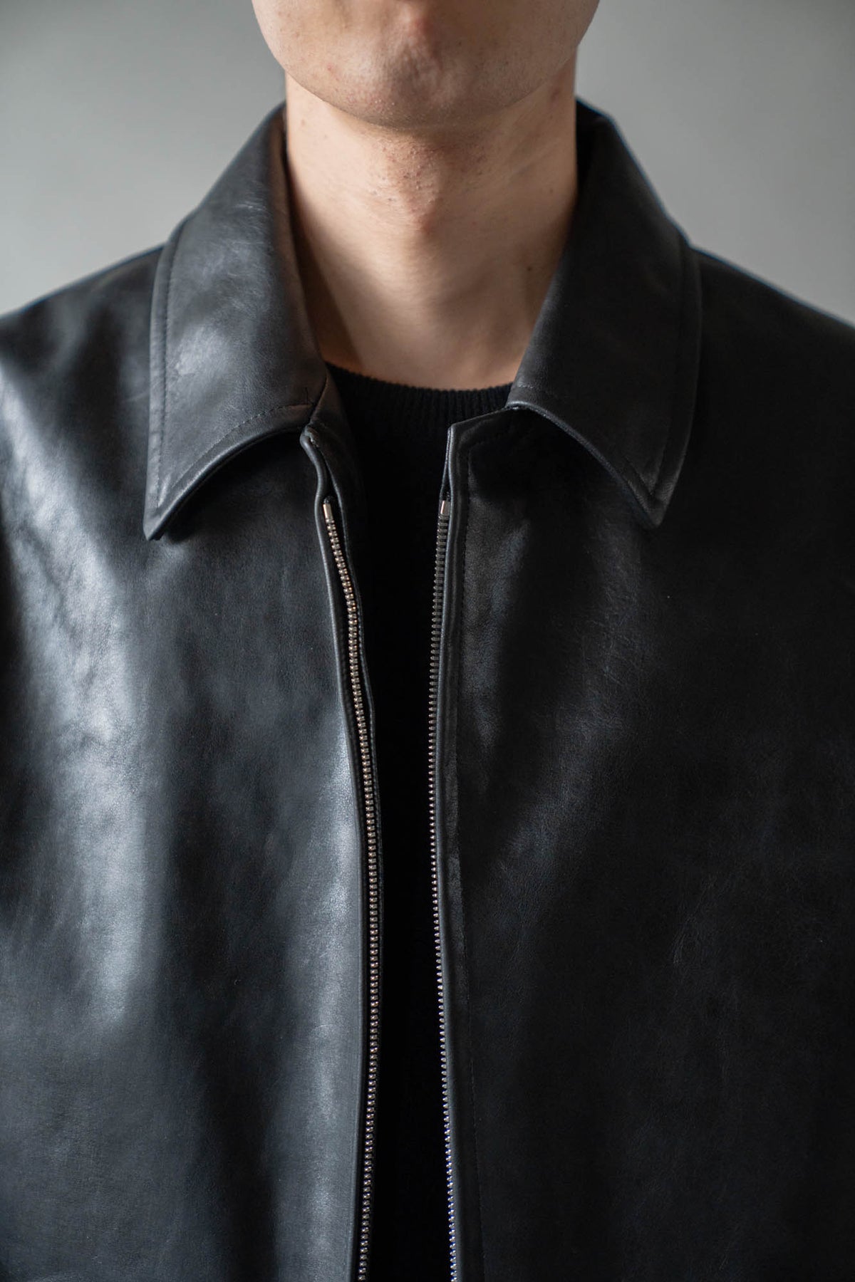 MODIFIED-SLEEVE LEATHER MOTOR JACKET