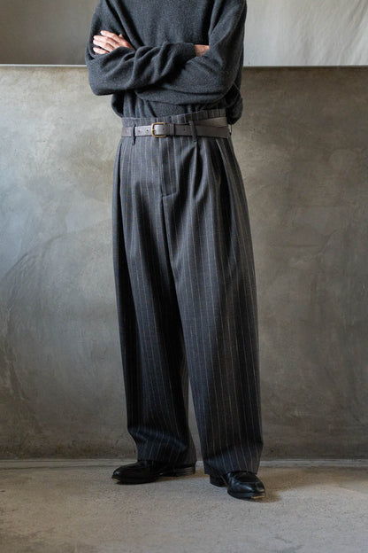 5-Tuck Trousers in Wool Pinstripe