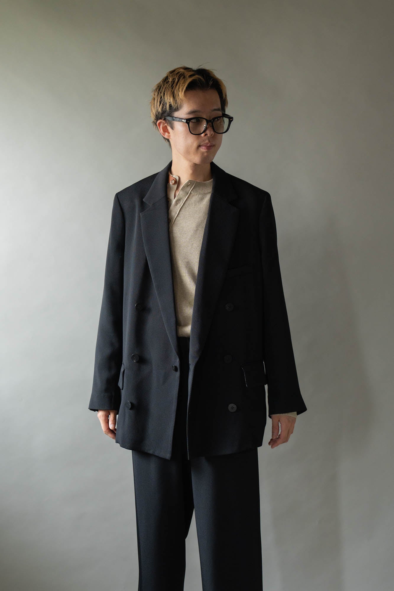 Double-breasted Jacket in Rayon Tricotine