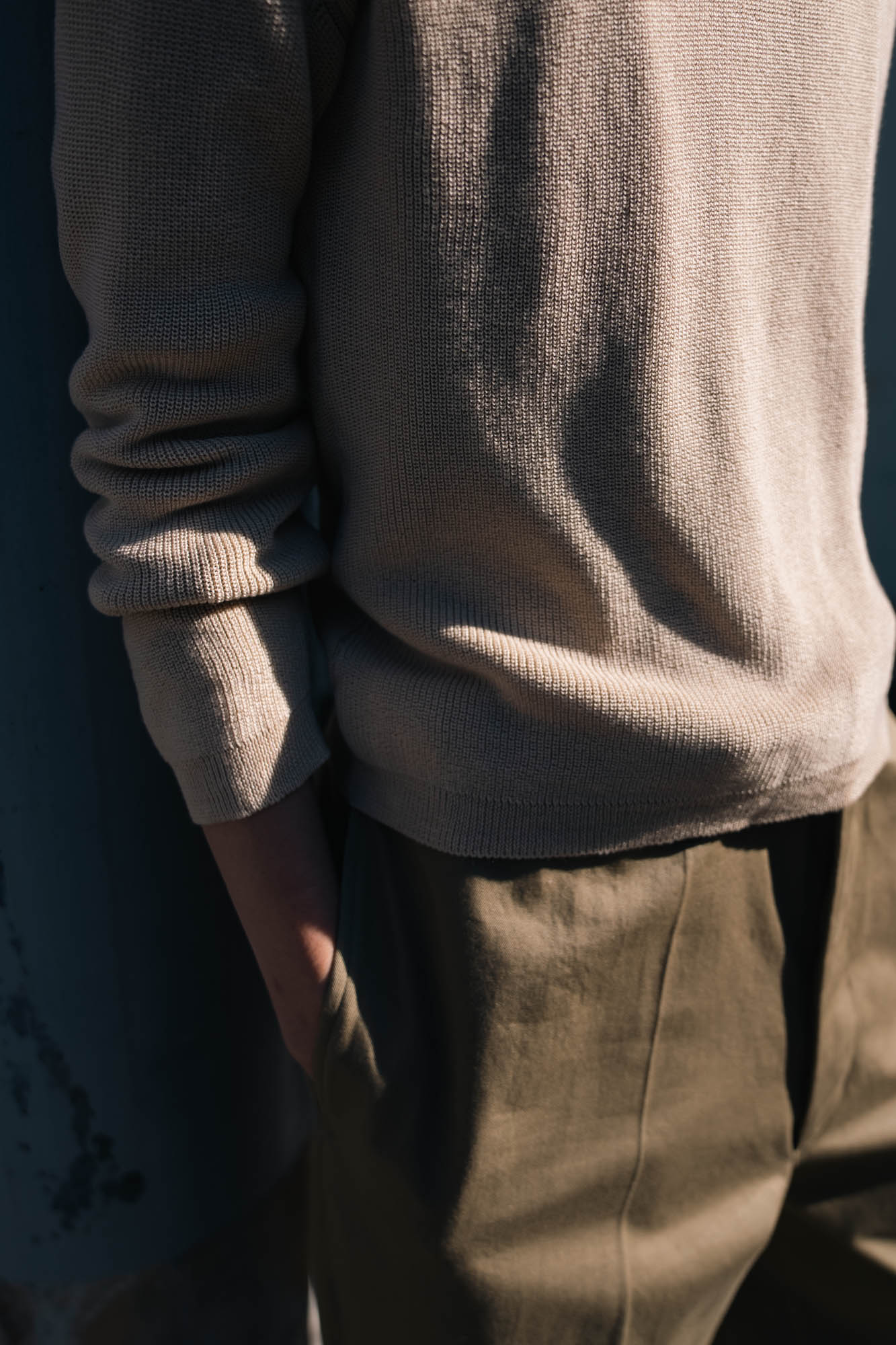 Roll Up Patched Knit in Marcerized Cotton