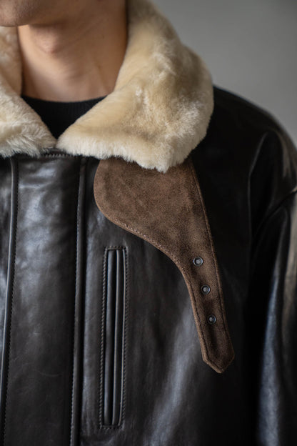 MOUTON COLLAR CALF ZIP JACKET(ST.1549)