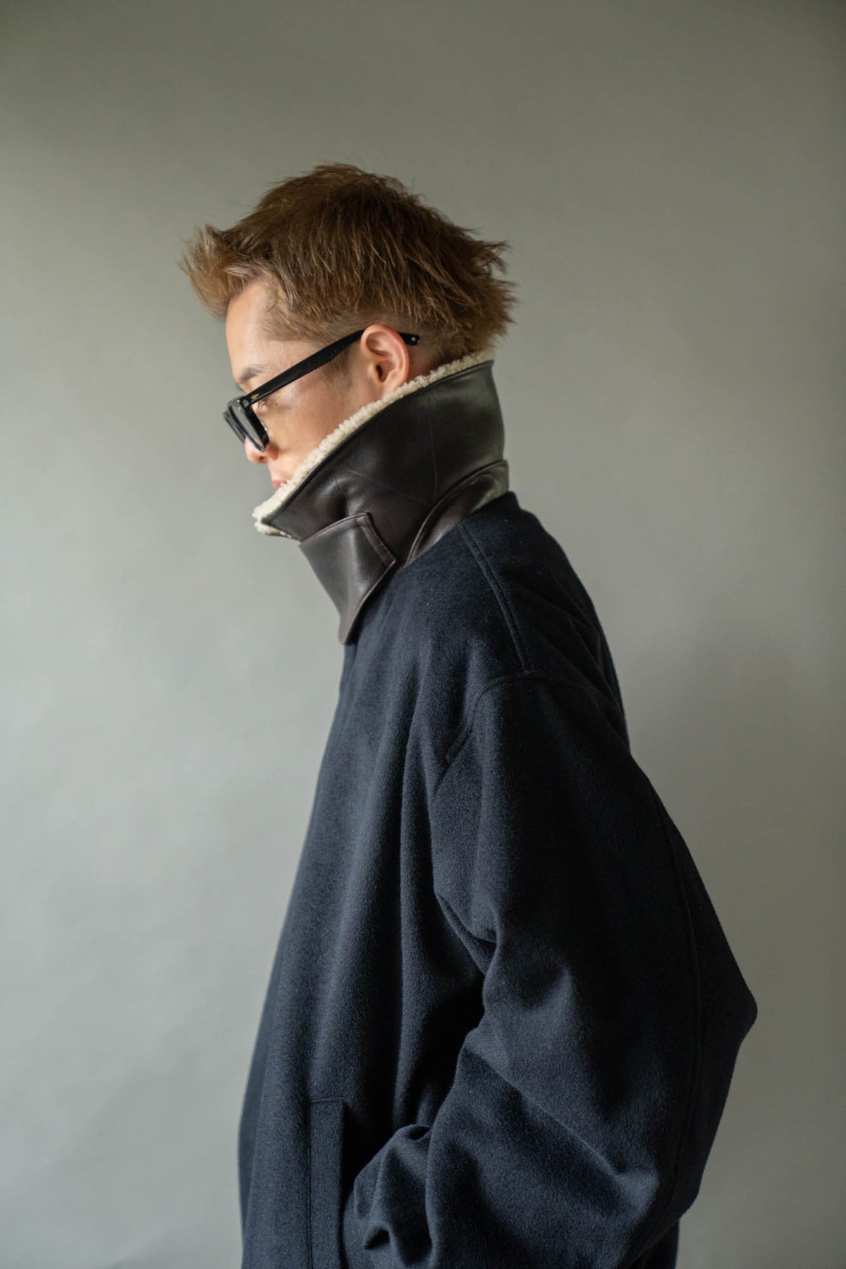 MOUTON COLLAR WOOL CASHMERE PADDED JACKET(ST.1546)