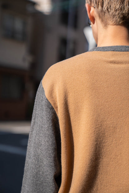 EXTRA FINE WOOL KNIT COLOR BLOCK LS(ST.1479)