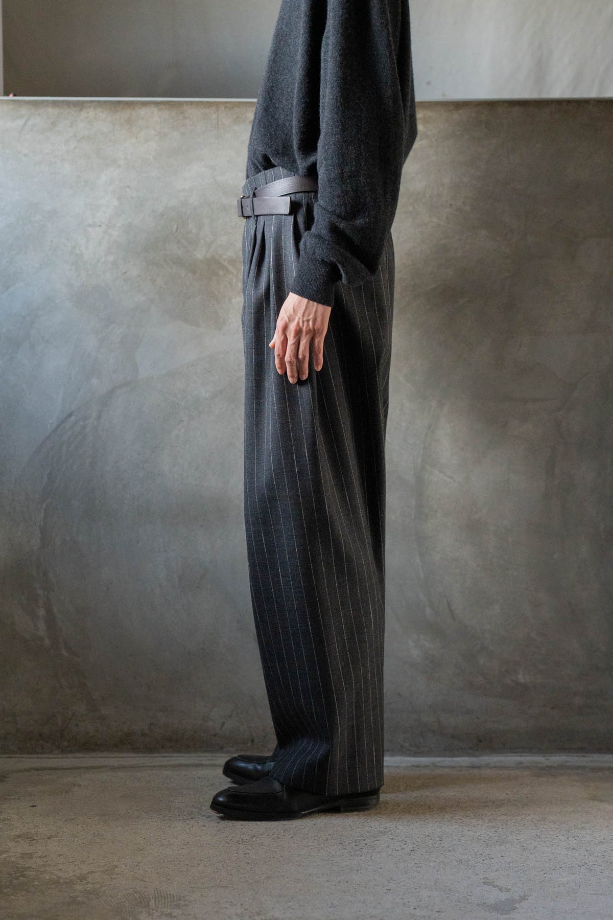 5-Tuck Trousers in Wool Pinstripe