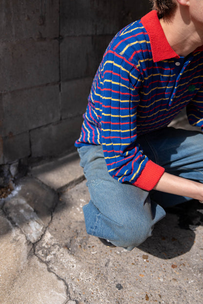 KNITTED CROPPED POLO SHIRT