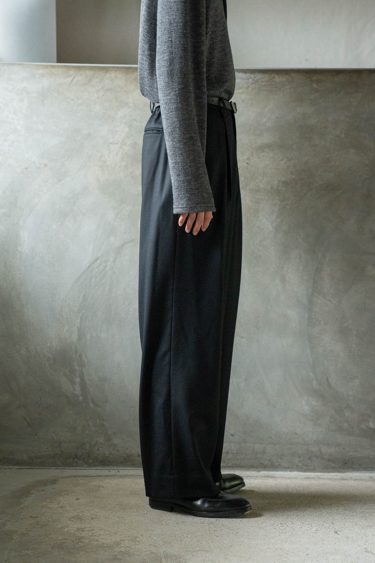 WOOL FLANNEL EASY WIDE TROUSERS(ST.1609)