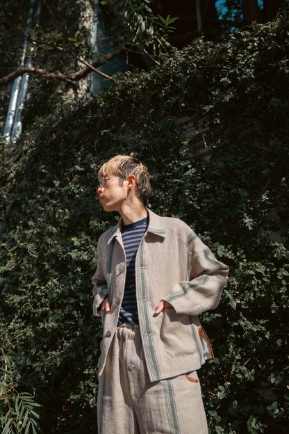 FLLOWER SAK LINEN STRIPE JACKET