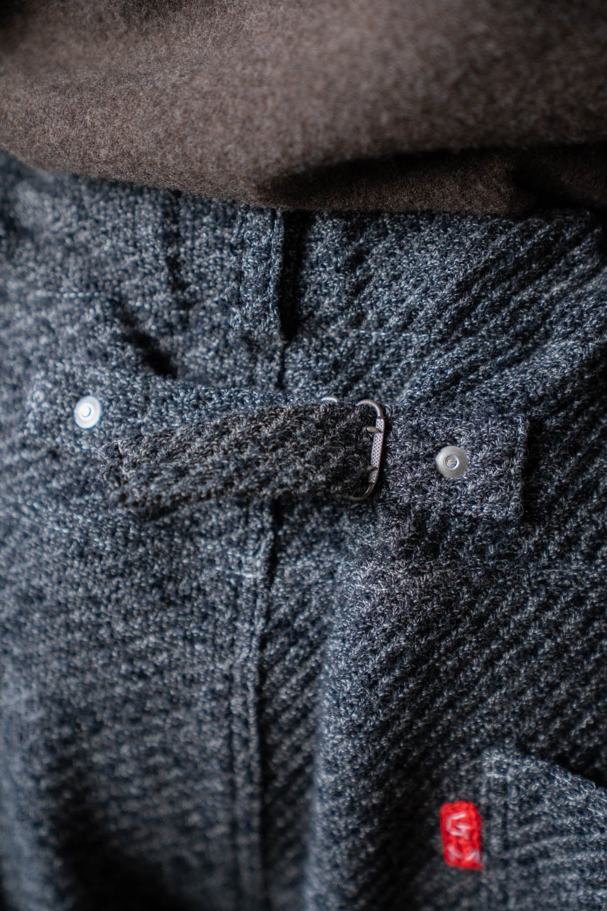 Hand Stitched Rigid Denim Knit Pants
