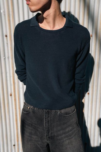 Roll Up Patched Knit in Marcerized Cotton