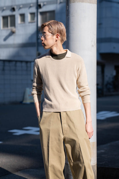 Roll Up Patched Knit in Marcerized Cotton
