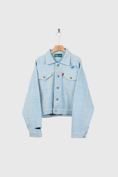Knitted Denim Jacket with Hand Stitching
