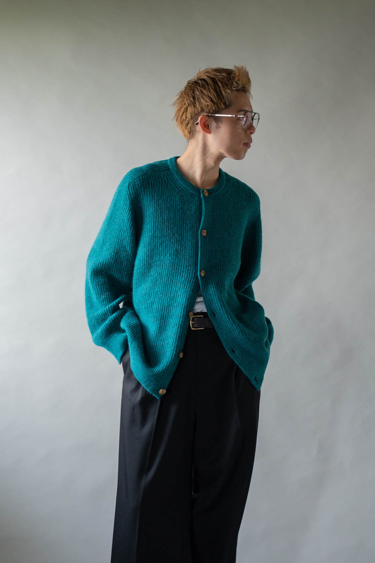 CREW-NECK KNIT CARDIGAN