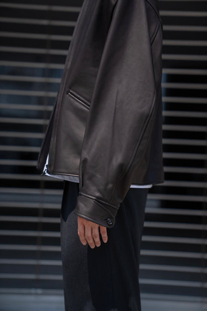 Lamb Leather Zip Short Jacket