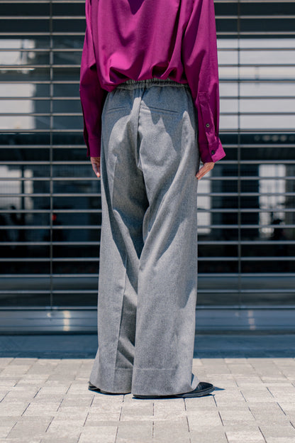 WOOL FRANNEL EASY TROUSERS