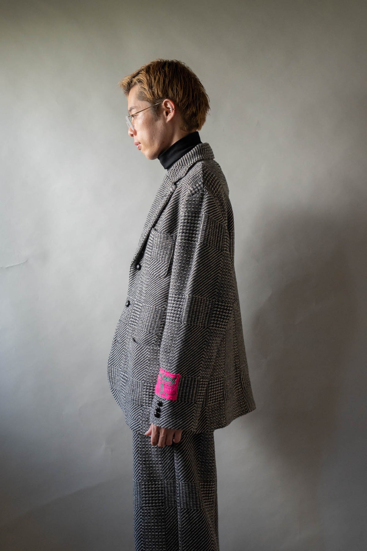 Knitted Tweed Check Tailored Jacket