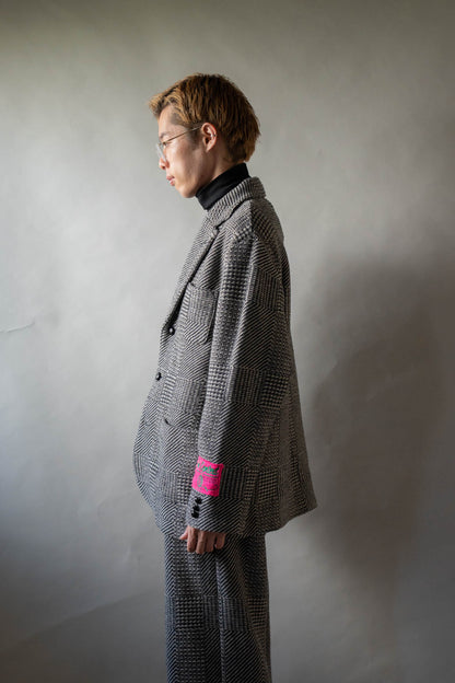 Knitted Tweed Check Tailored Jacket