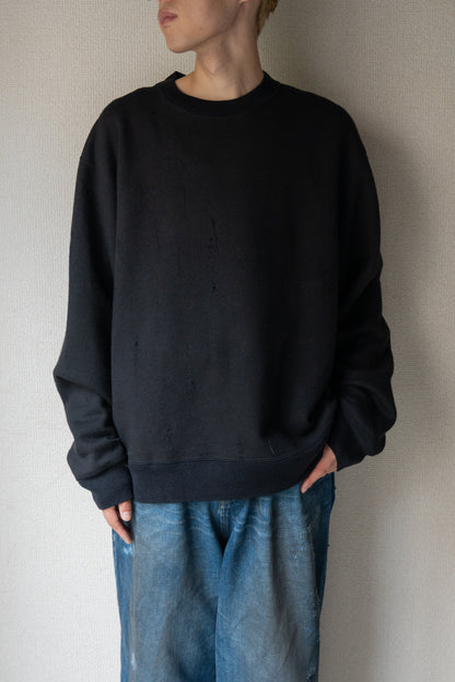 Damage jacquard terry crew neck sweater