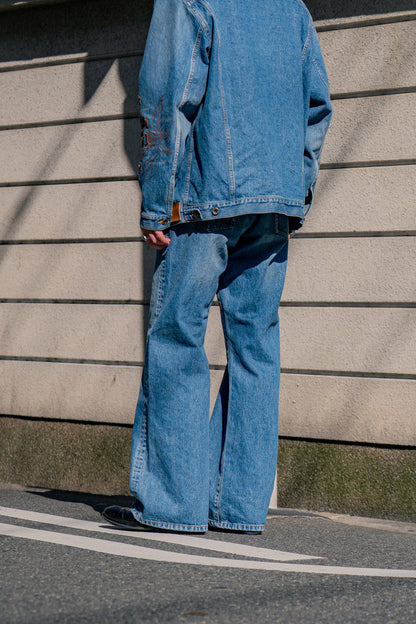 Embroidered-design denim pant