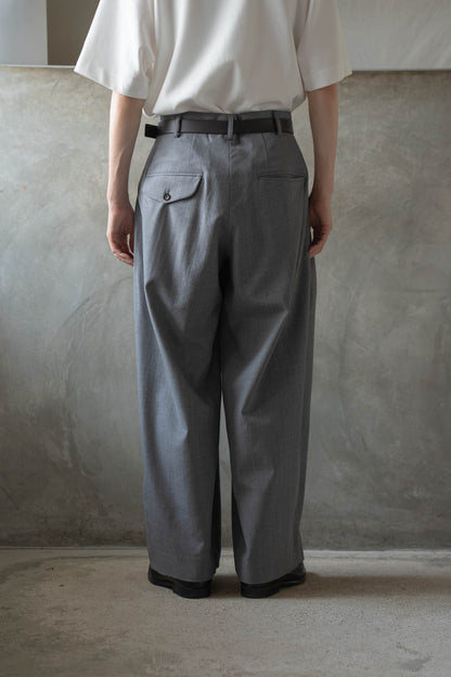 Gather-detail wool gabardine pants