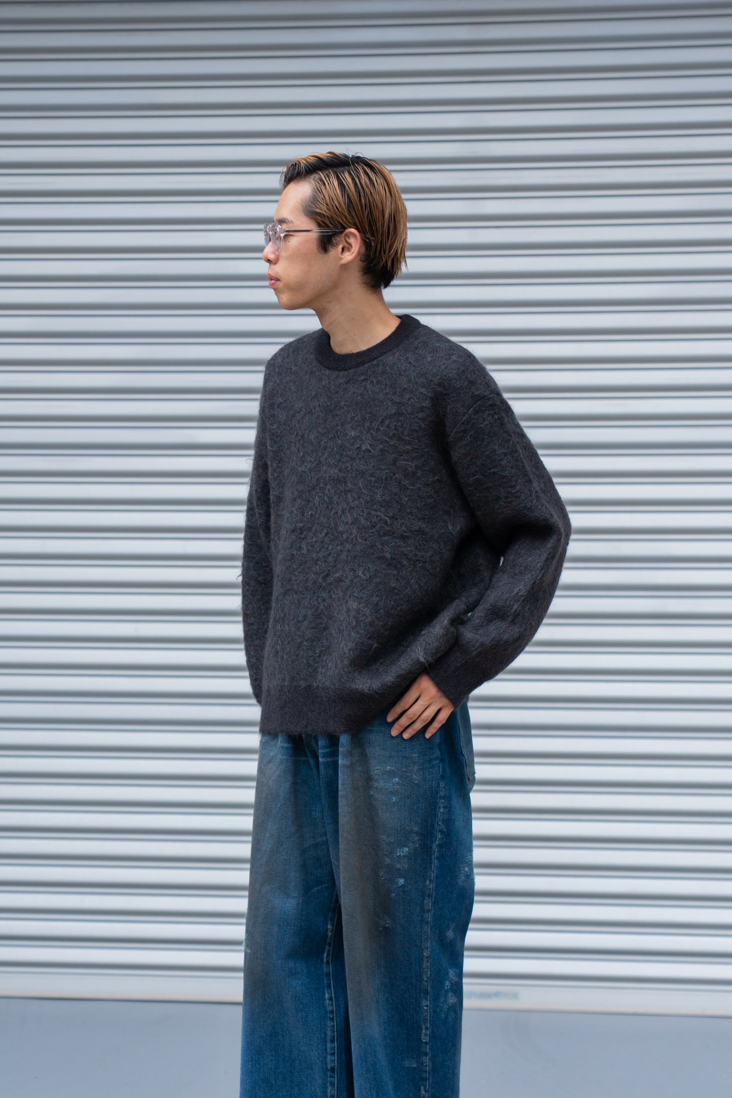 KID MOHAIR MIX JACQUARD KNIT LS(ST.1305)