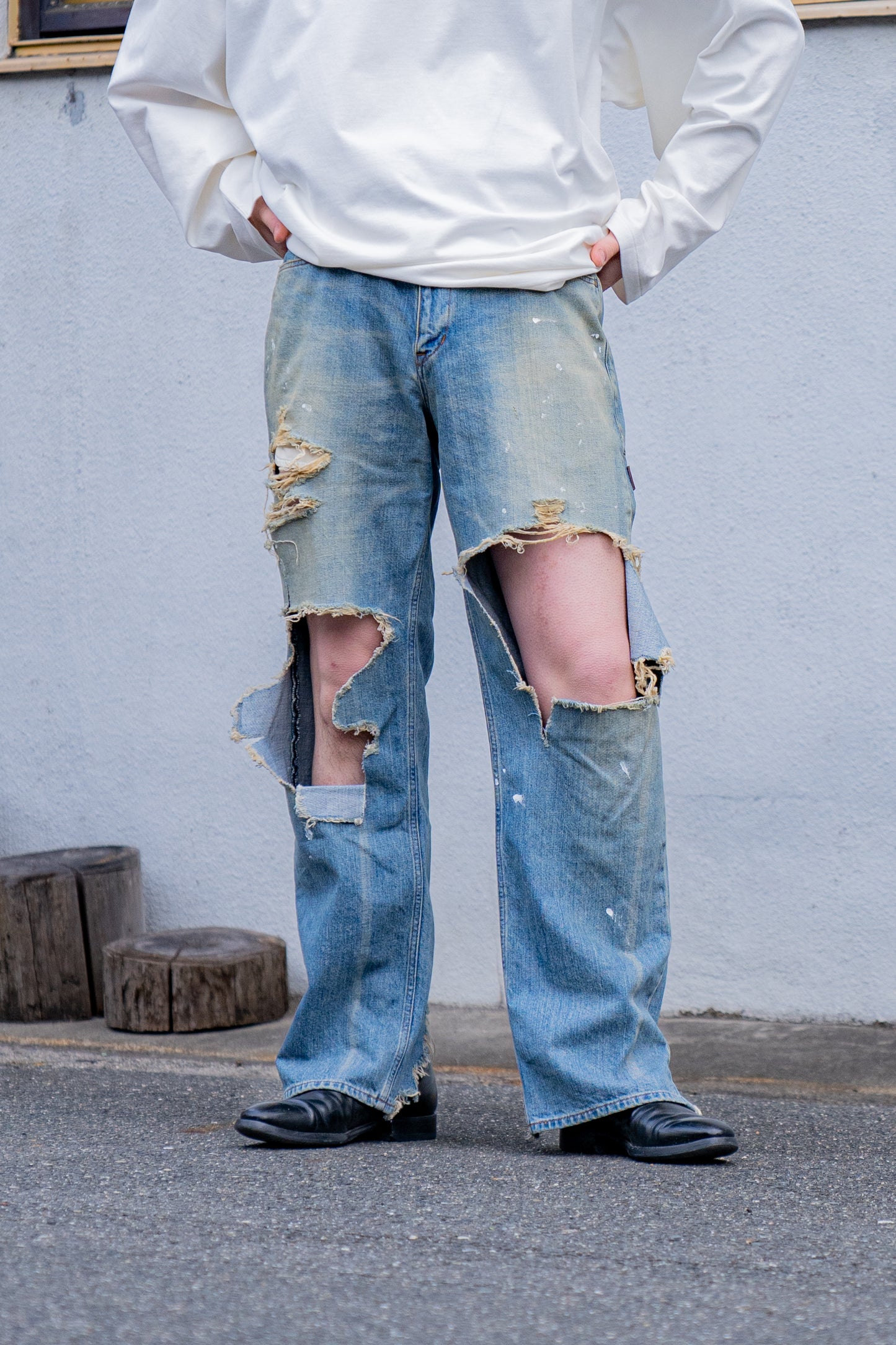 Organic Cotton Denim Pants*Crashed