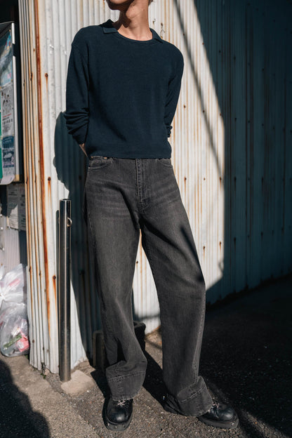 Roll Up Patched Knit in Marcerized Cotton