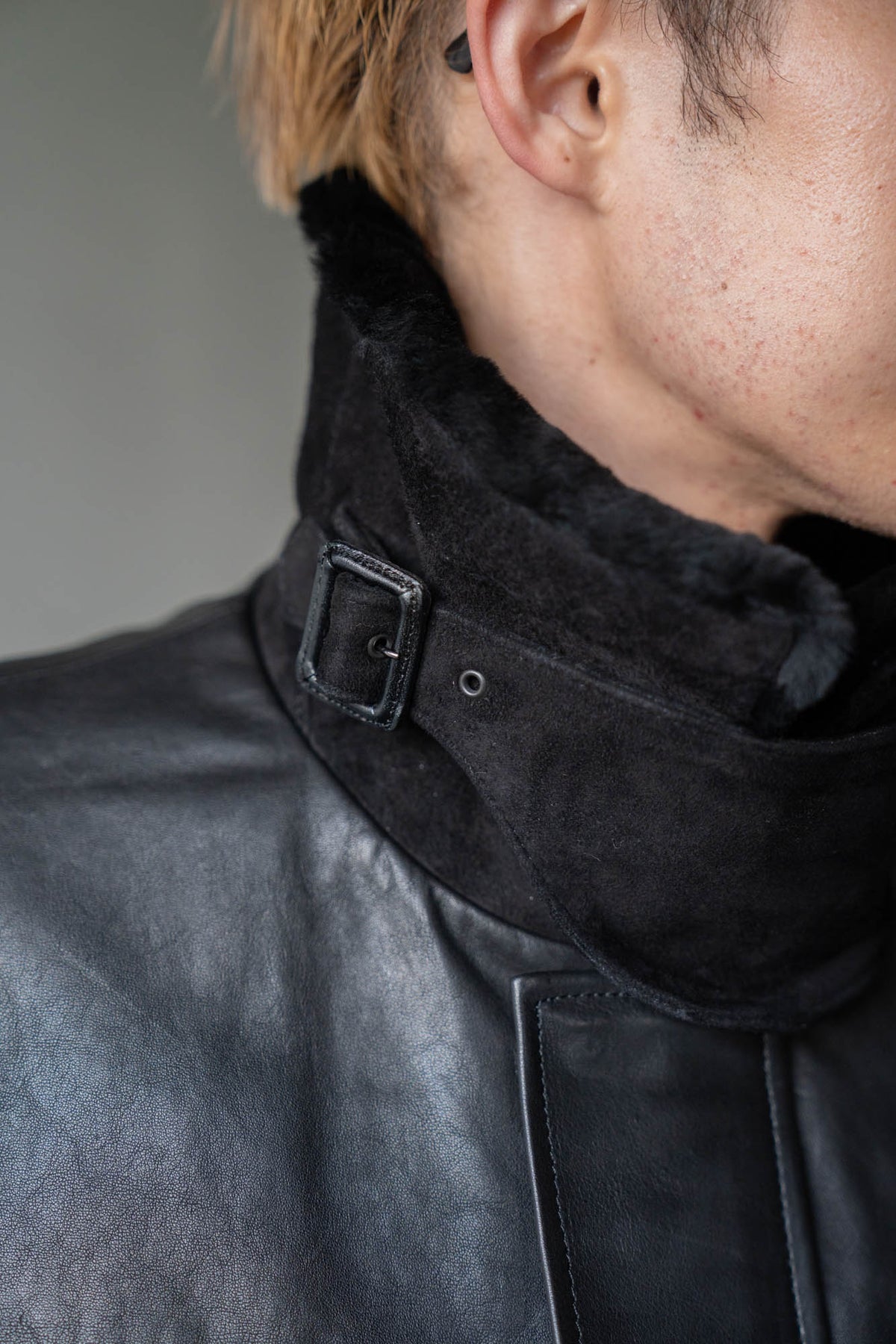 MOUTON COLLAR CALF ZIP JACKET(ST.1549)