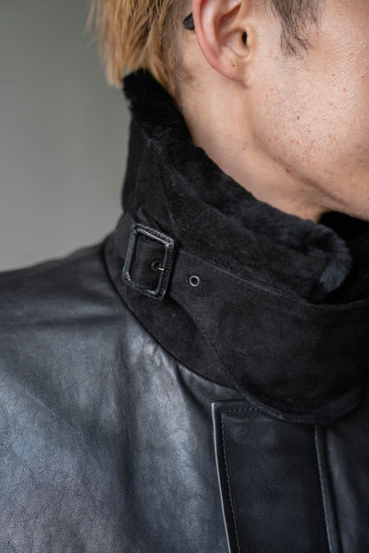 MOUTON COLLAR CALF ZIP JACKET(ST.1549)
