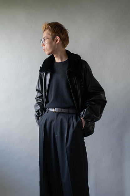 MOUTON COLLAR CALF ZIP JACKET(ST.1549)