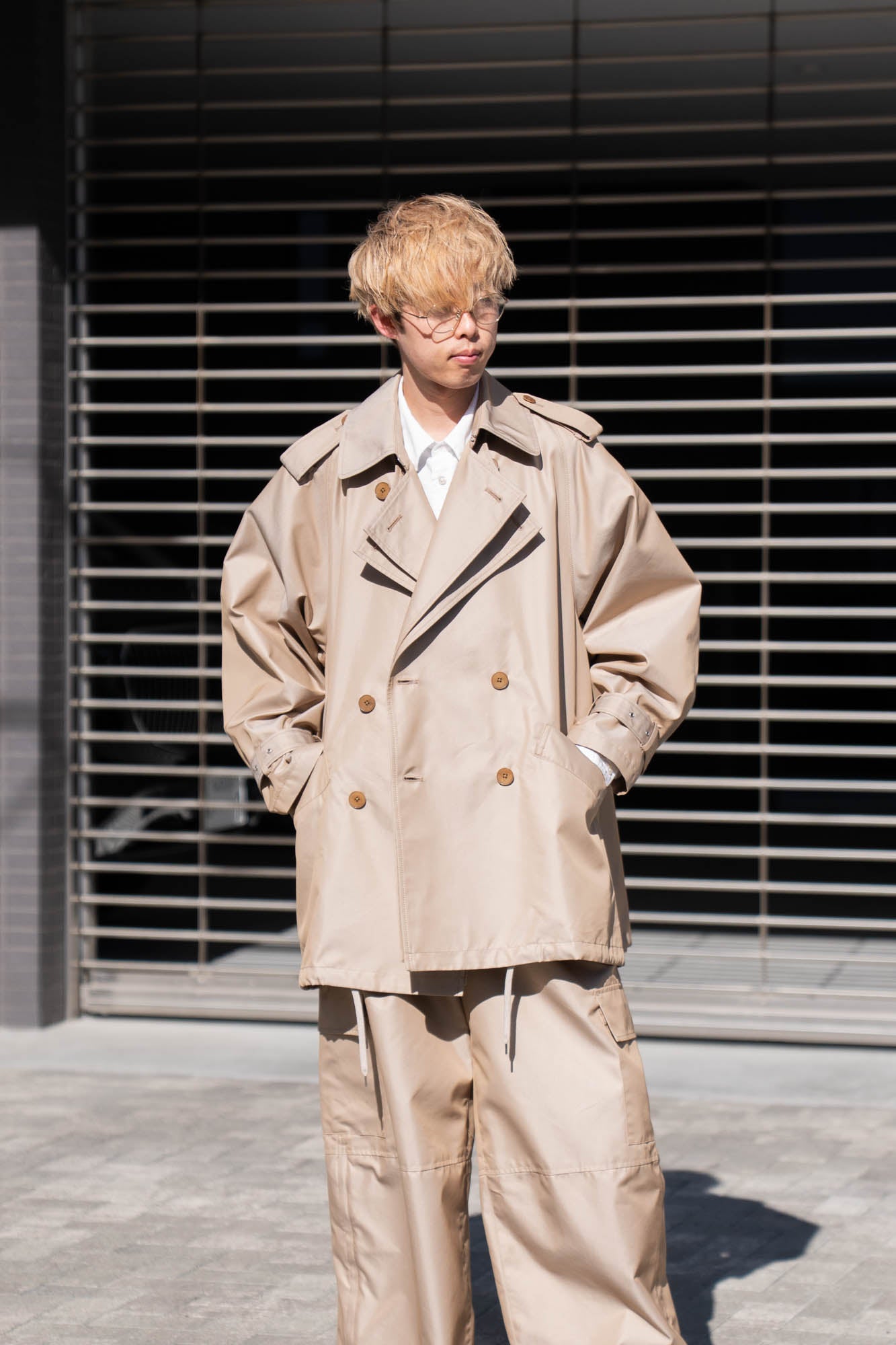 Giza cotton short trench coat