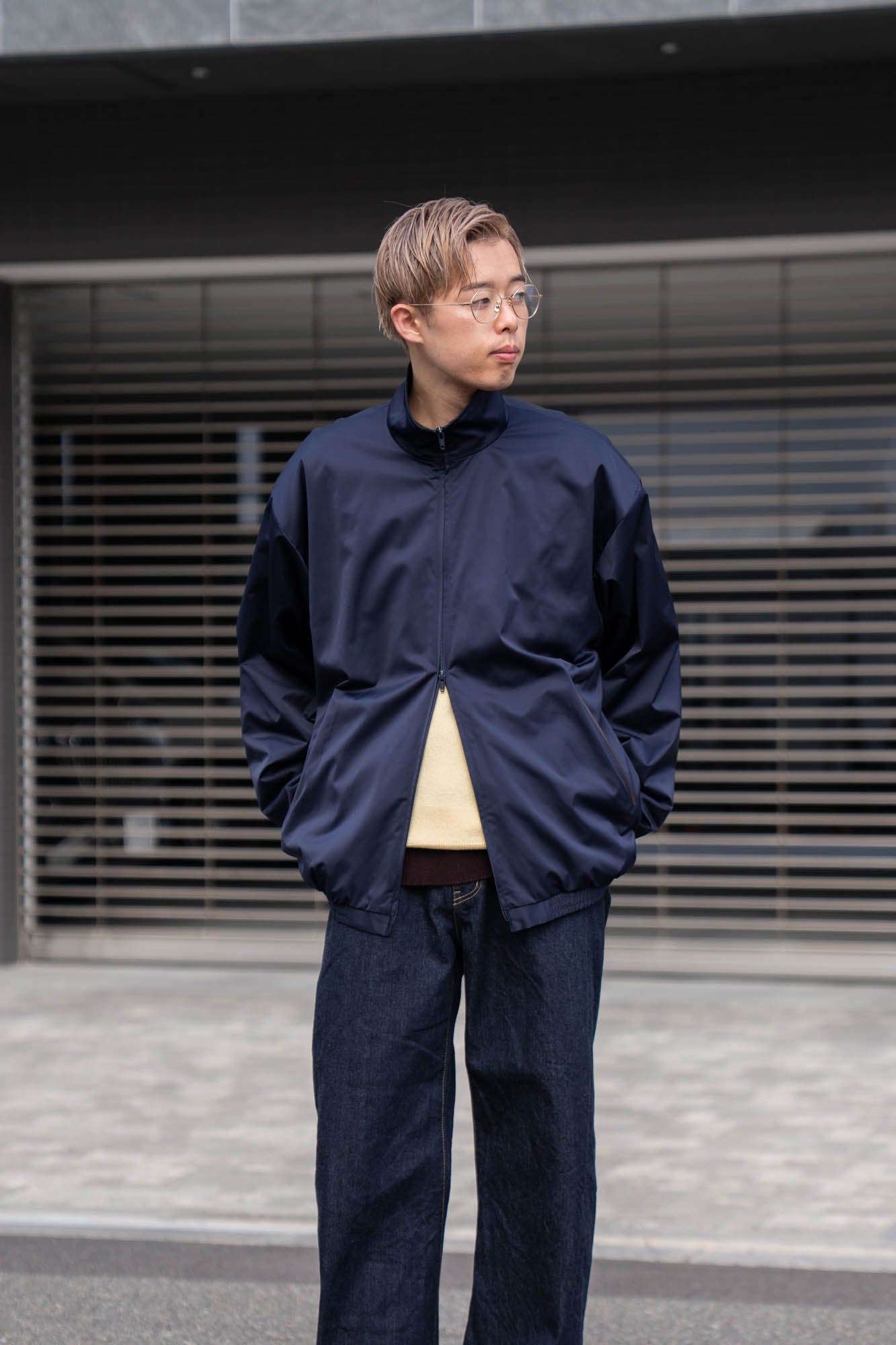 SILK-BACK STAND COLLAR ZIP JACKET(ST.1378)