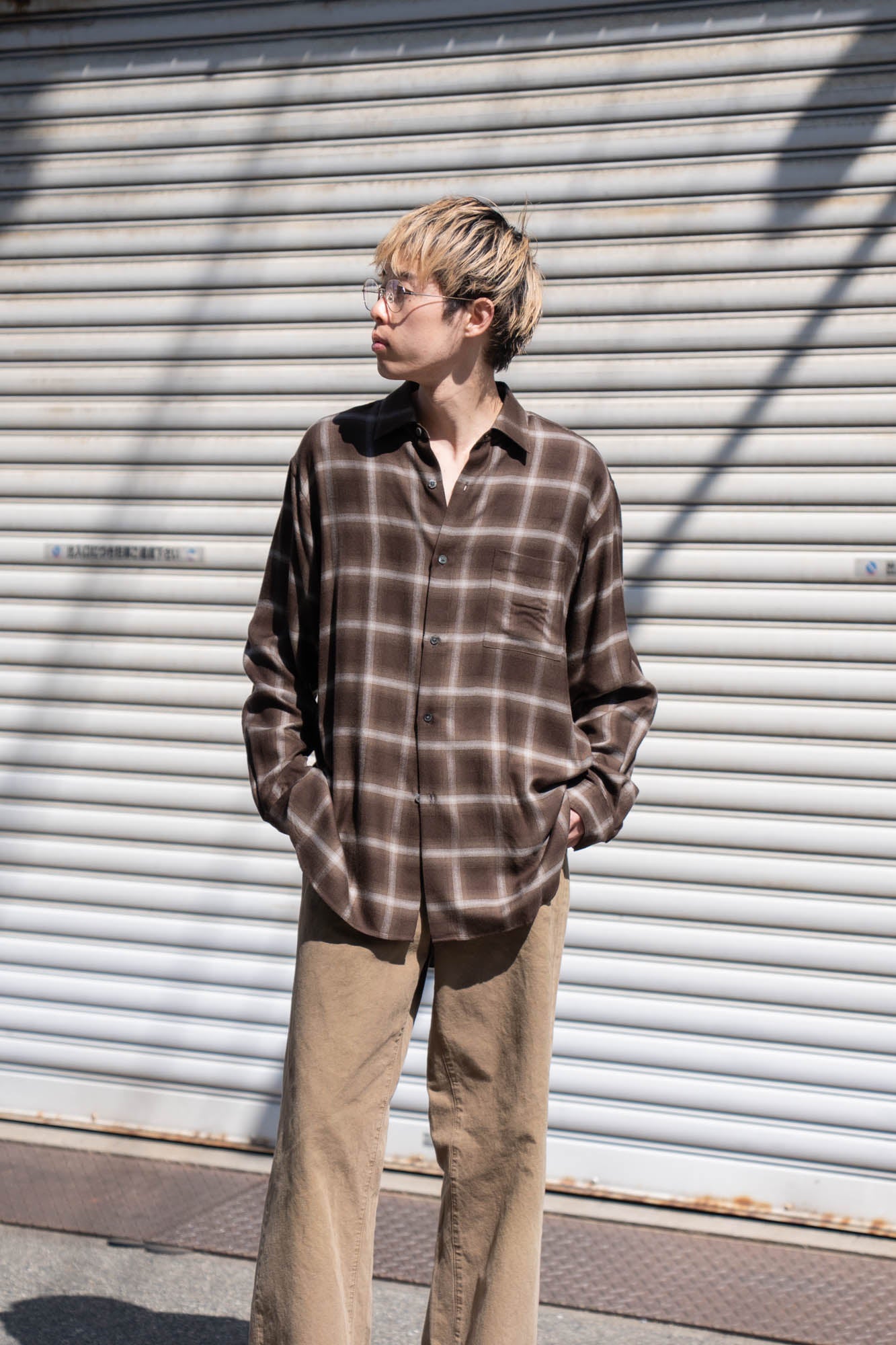 LY/VIS CHECK OVERSIZED LS SHIRT(ST.1461)