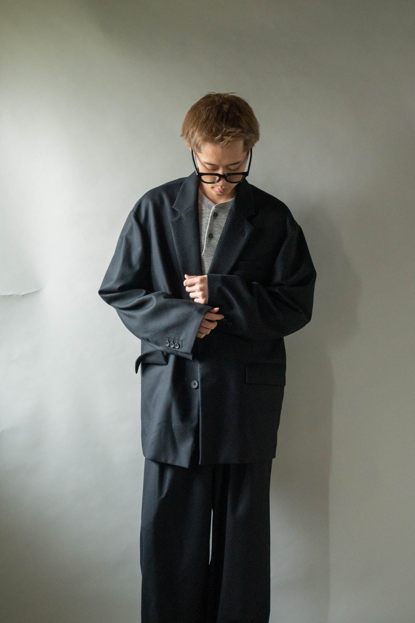 WOOL FLANNEL OVERSIZED SINGLE BREASTED JACKET(ST.1593)