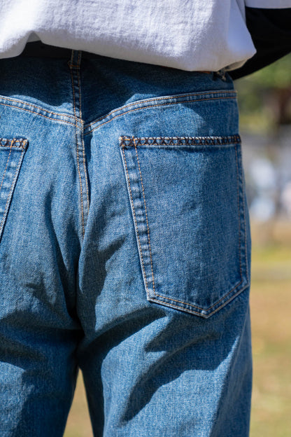 Hand-Embroidered Denim Pants