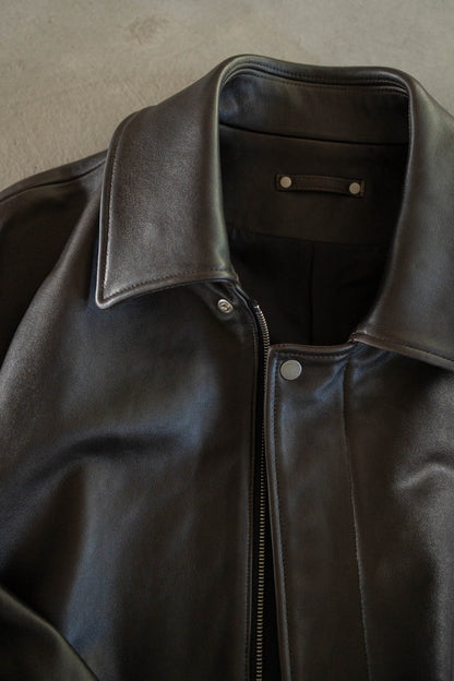 SHEEP LEATHER ZIP SHORT JACKET(ST.1555)