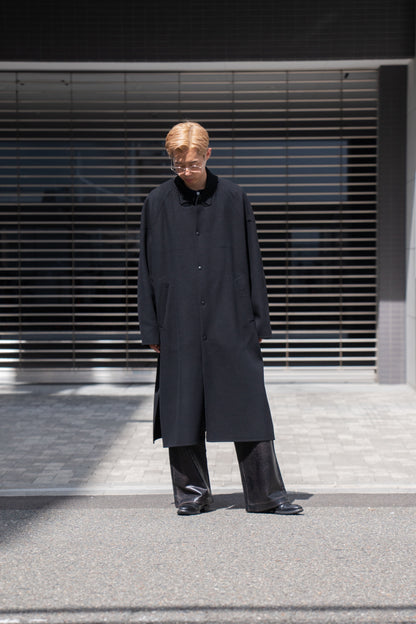 Wool melton double face rever stadium coat