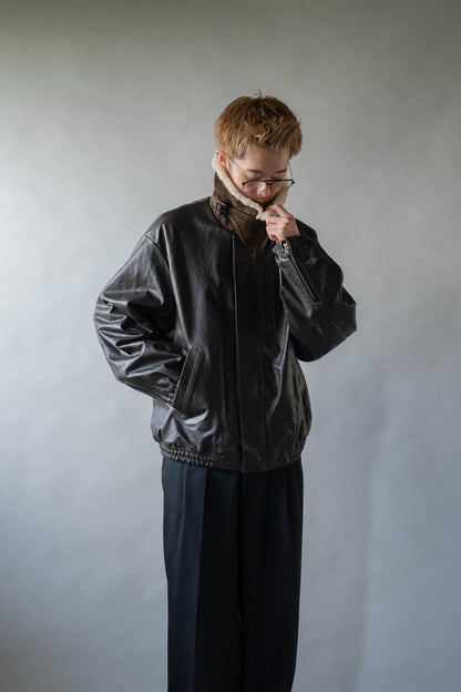 MOUTON COLLAR CALF ZIP JACKET(ST.1549)