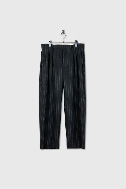 5 Tuck Trouser in Wool Pinstripe