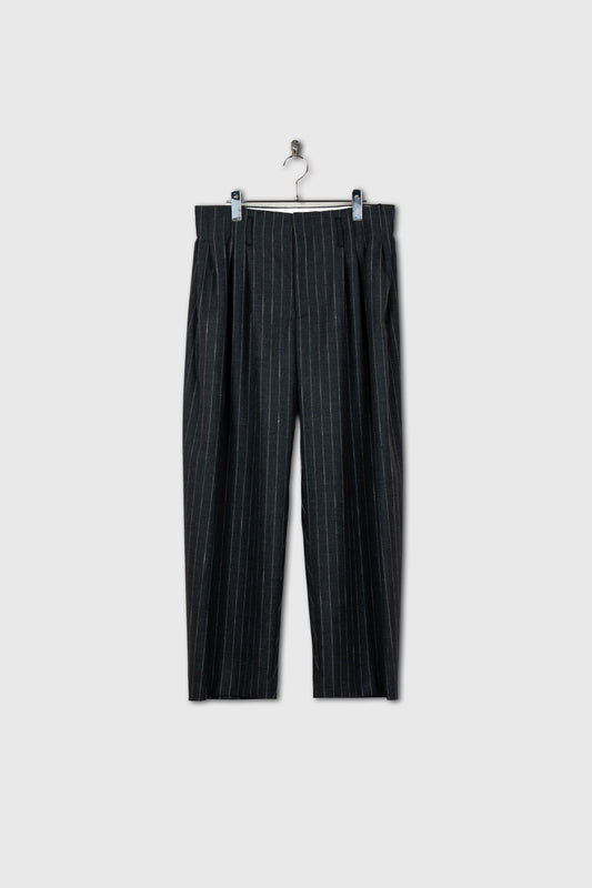 5 Tuck Trouser in Wool Pinstripe
