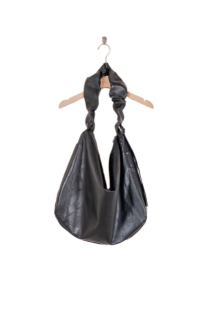 SHIRRING HANDLE LEATHER SHOULDER BAG