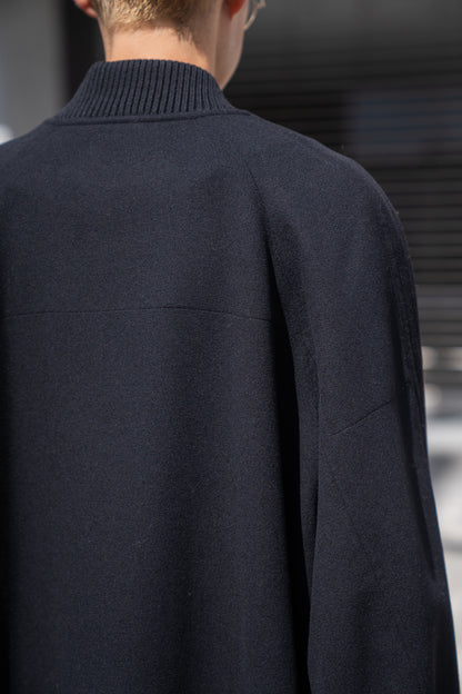 Wool melton double face rever stadium coat