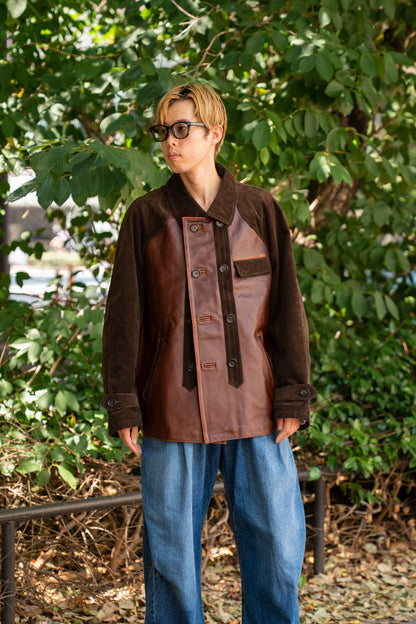 Combination leather jacket