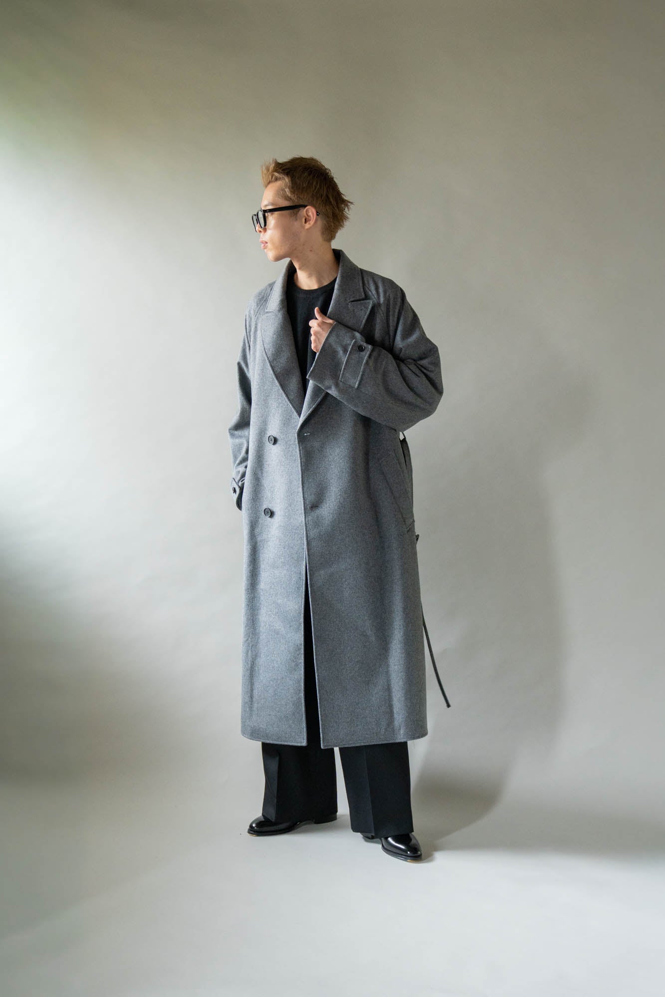 WOOL CASHMERE OVERSIZED PEAK LAPEL CHESTER COAT(ST.1533)