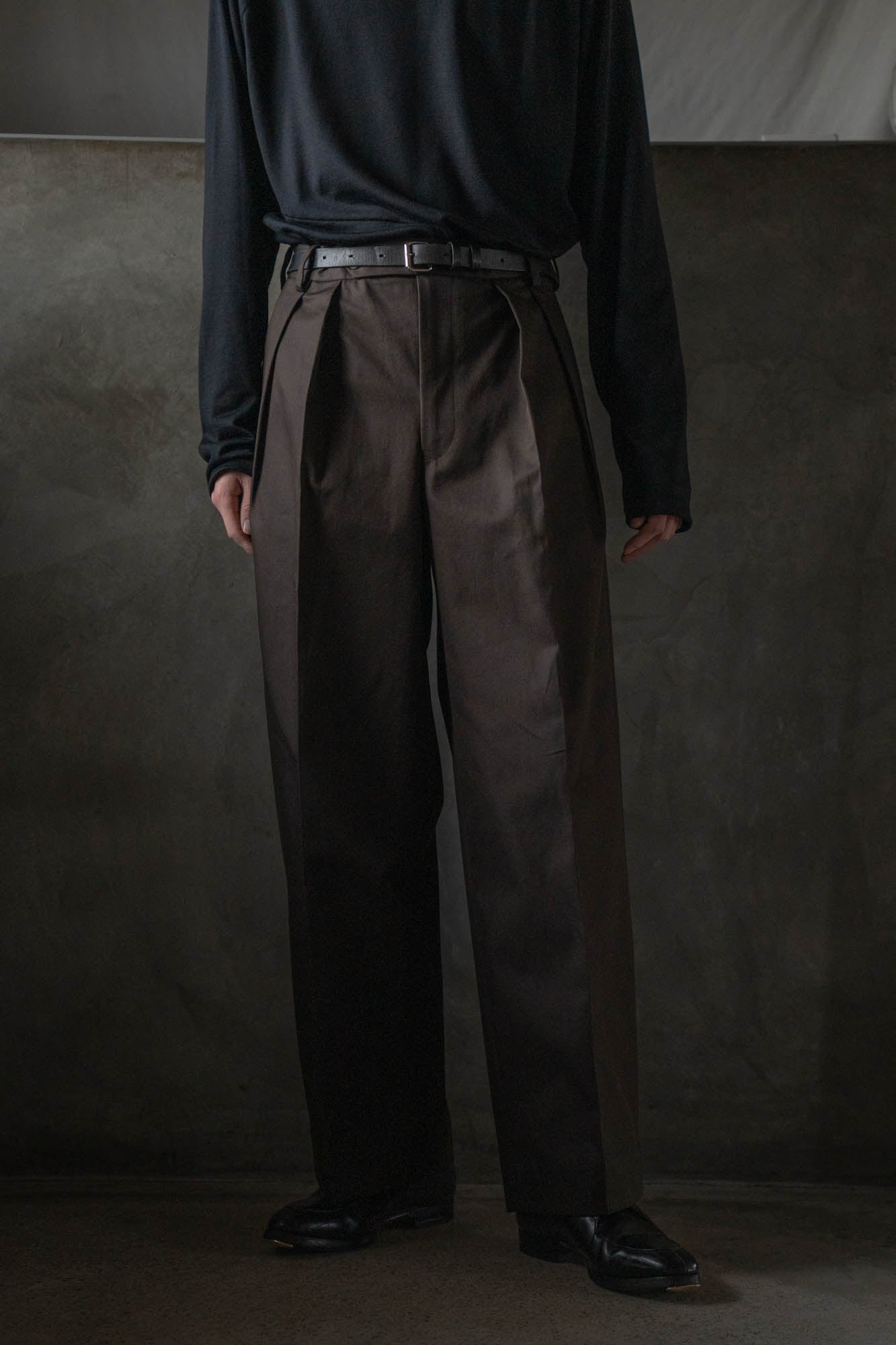 COTTON GABA 2TUCK WIDE SLACKS