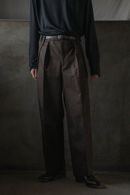 COTTON GABA 2TUCK WIDE SLACKS