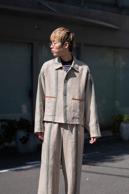 FLLOWER SAK LINEN STRIPE JACKET