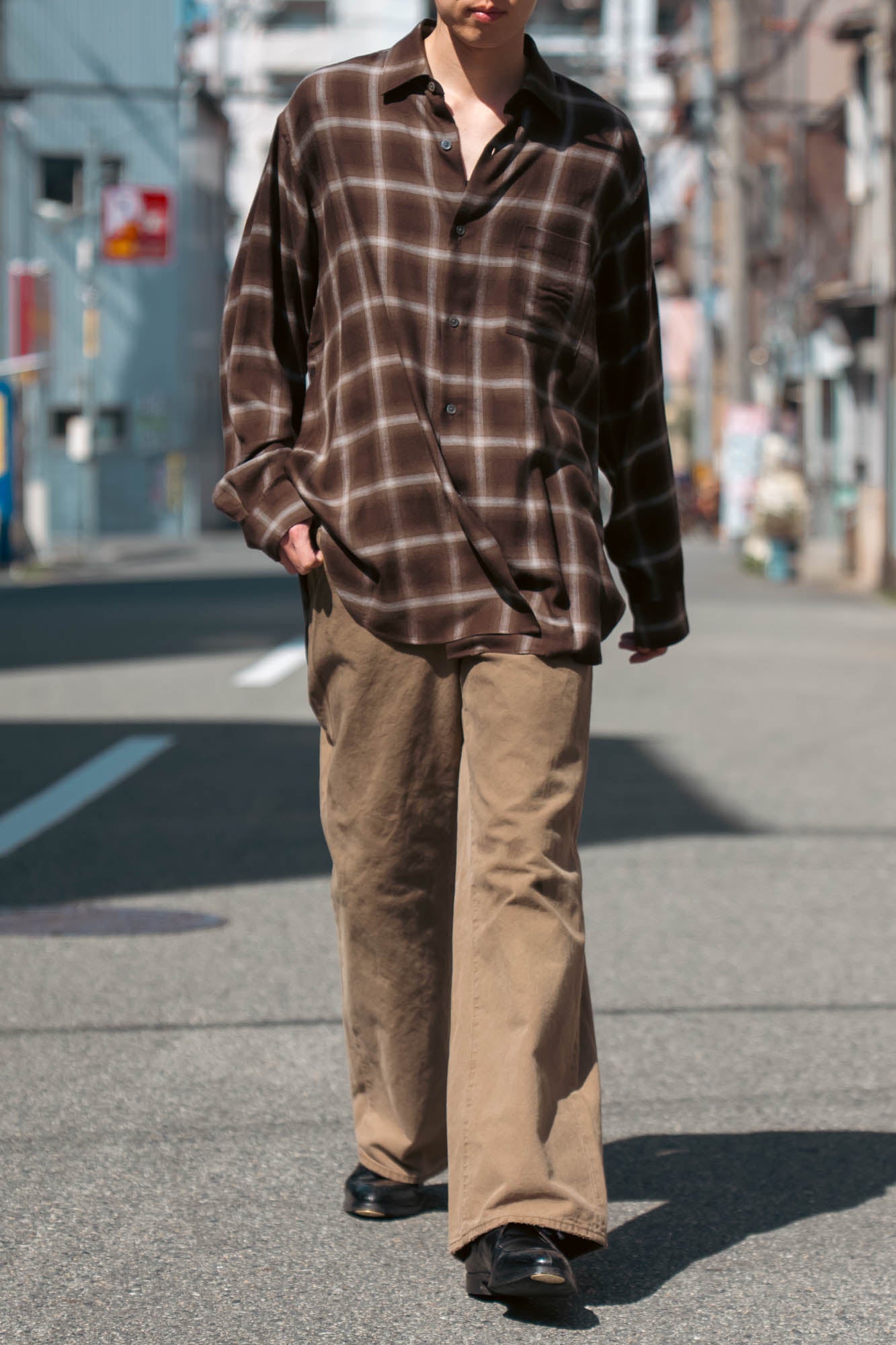 LY/VIS CHECK OVERSIZED LS SHIRT(ST.1461)