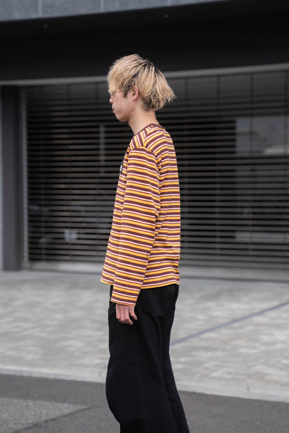 Hand-Embroidered Stripe Long Sleeve T-Shirt