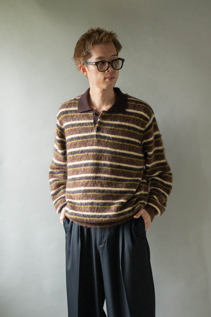 KID MOHAIR RIBBED KNIT POLO LS(ST.1647)