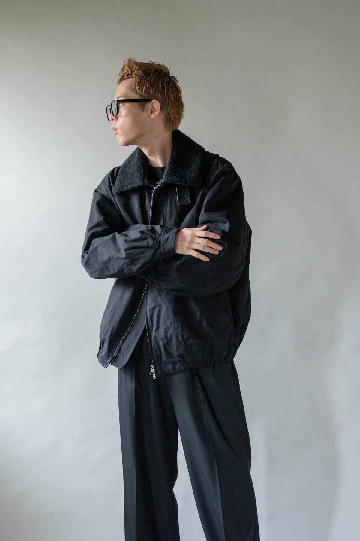 DETATCHABLE COLLAR RESIN-FINISH COTTON JACKET(ST.1576)